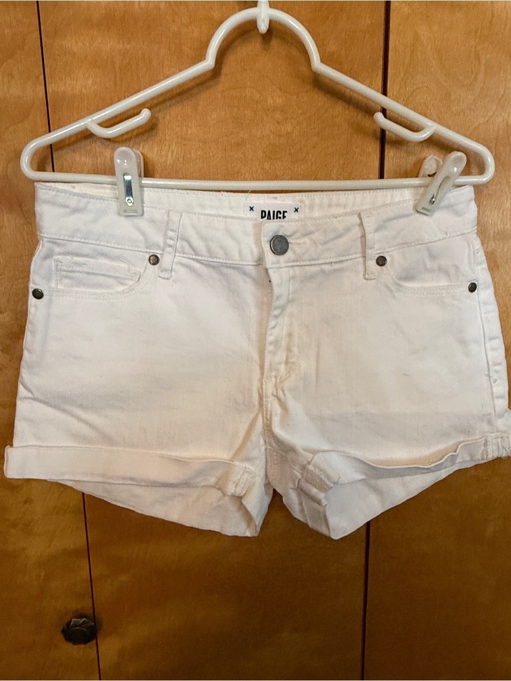 EUC - PAIGE White Denim Cuffed Shorts size 27 - Picture 2 of 10